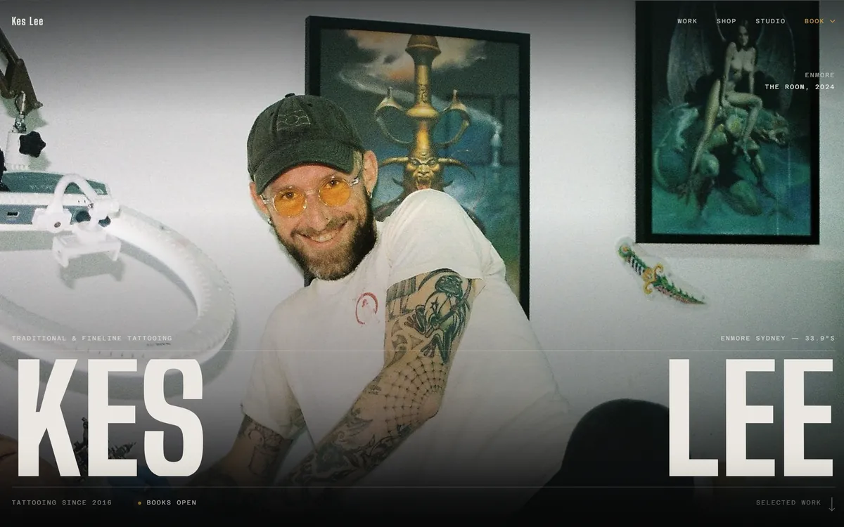 Kes Lee tattoo artist website, designed by MOFLO